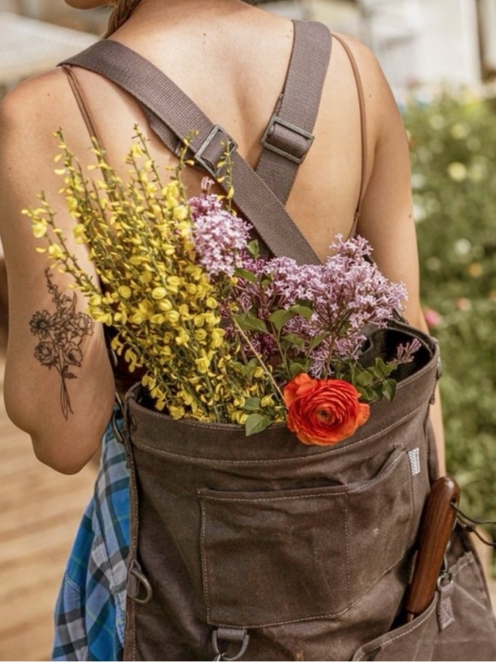Anthropologie Bare Bones Gathering Bag Canvas Harvesting Foraging Bag NWT